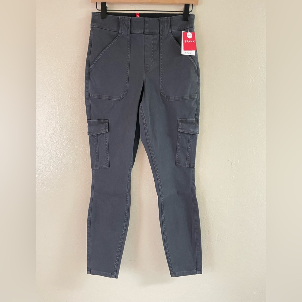 Spanx Black Stretch Twill Skinny fit Ankle Cargo Pants